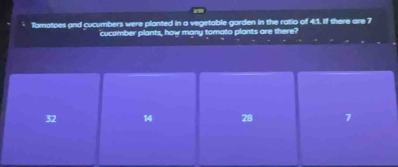 tomatoes and cucumbers were planted in a vegetable garden in the ratio …