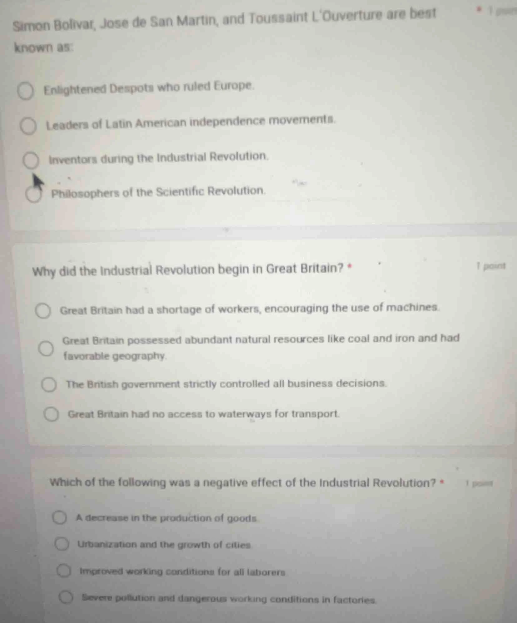 simon bolivar, jose de san martin, and toussaint louverture are best kn…