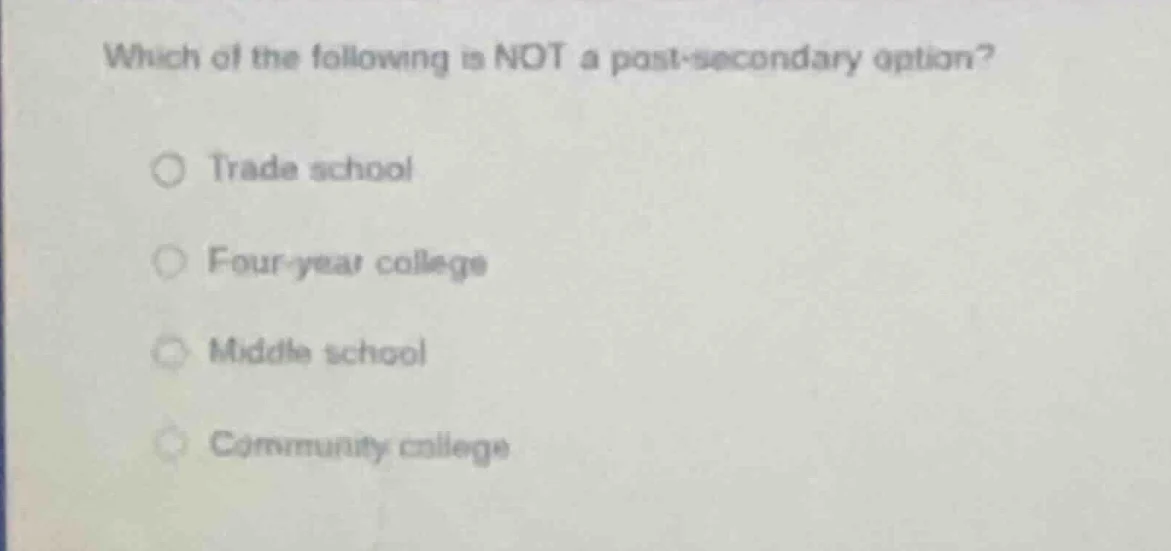 which of the following is not a post-secondary option? trade school fou…