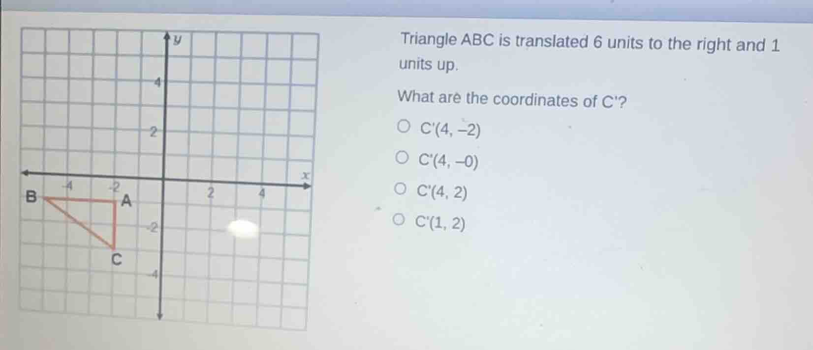 triangle abc is translated 6 units to the right and 1 units up. what ar…