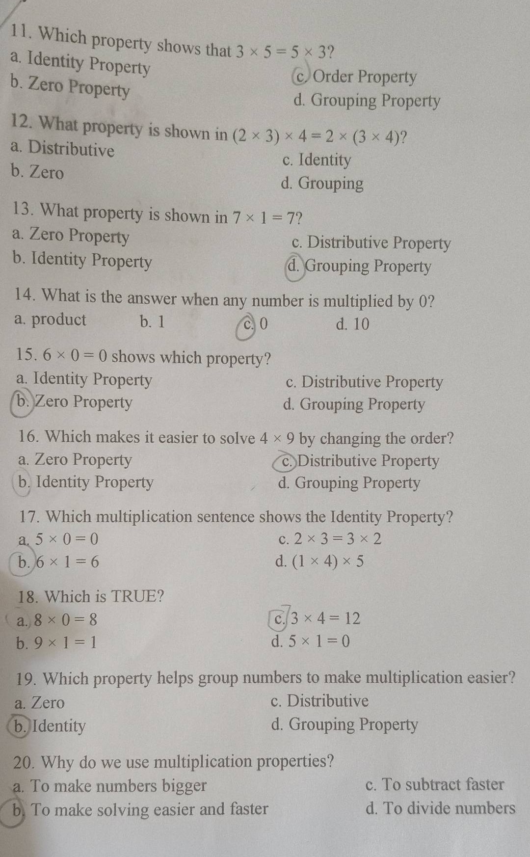 11. which property shows that $3 \\times 5 = 5 \\times 3$? a. identity …