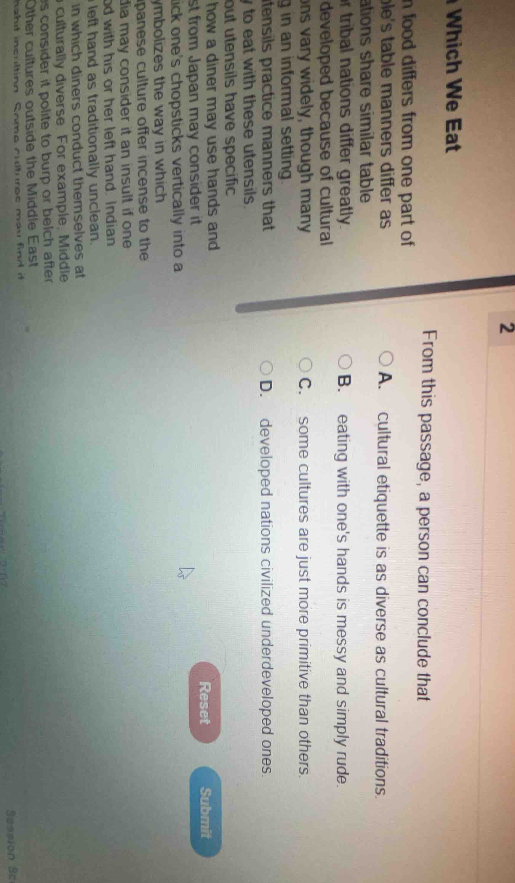 which we eat n food differs from one part of e’s table manners differ a…