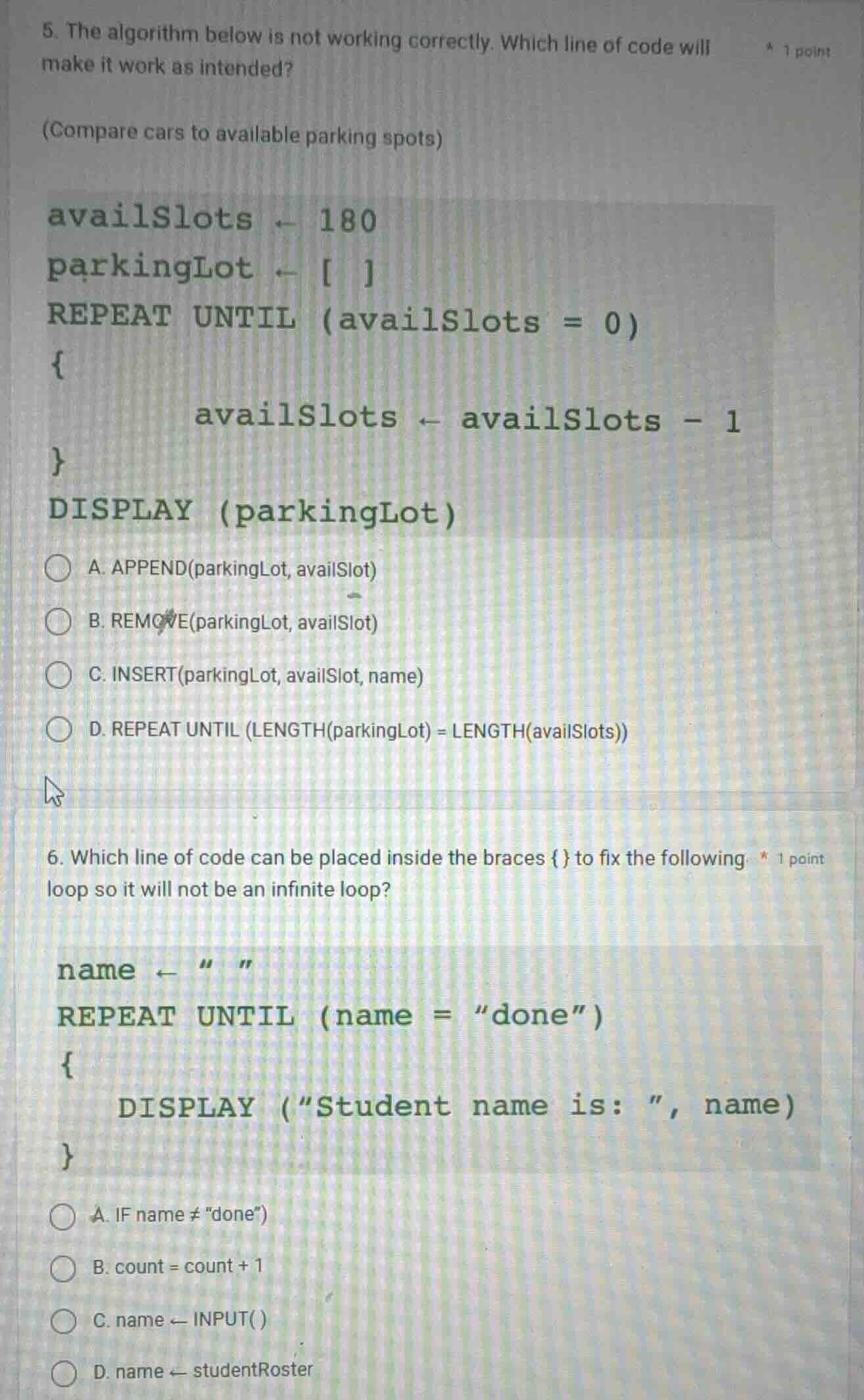 5. the algorithm below is not working correctly. which line of code wil…