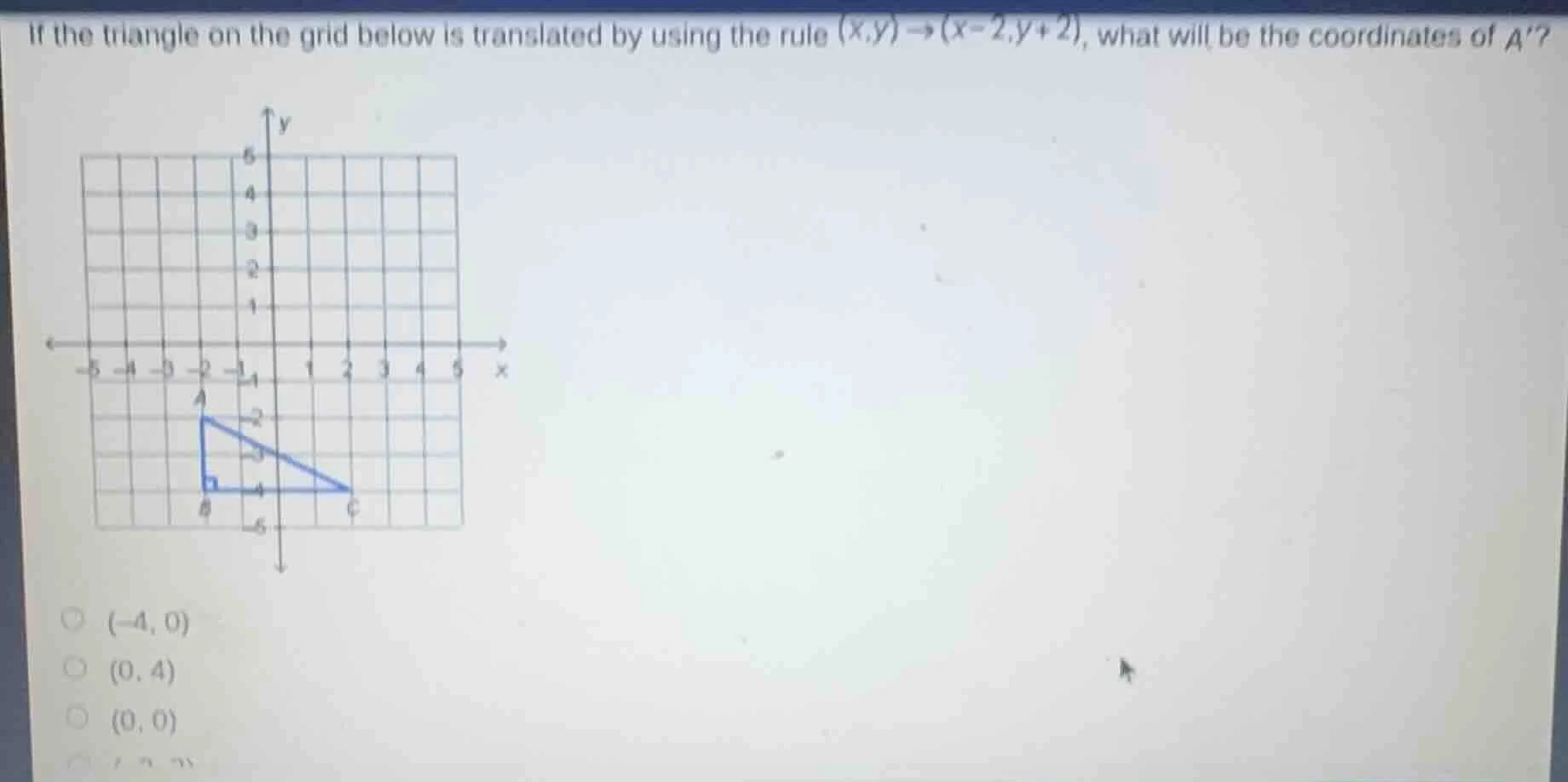 if the triangle on the grid below is translated by using the rule ((x,y…