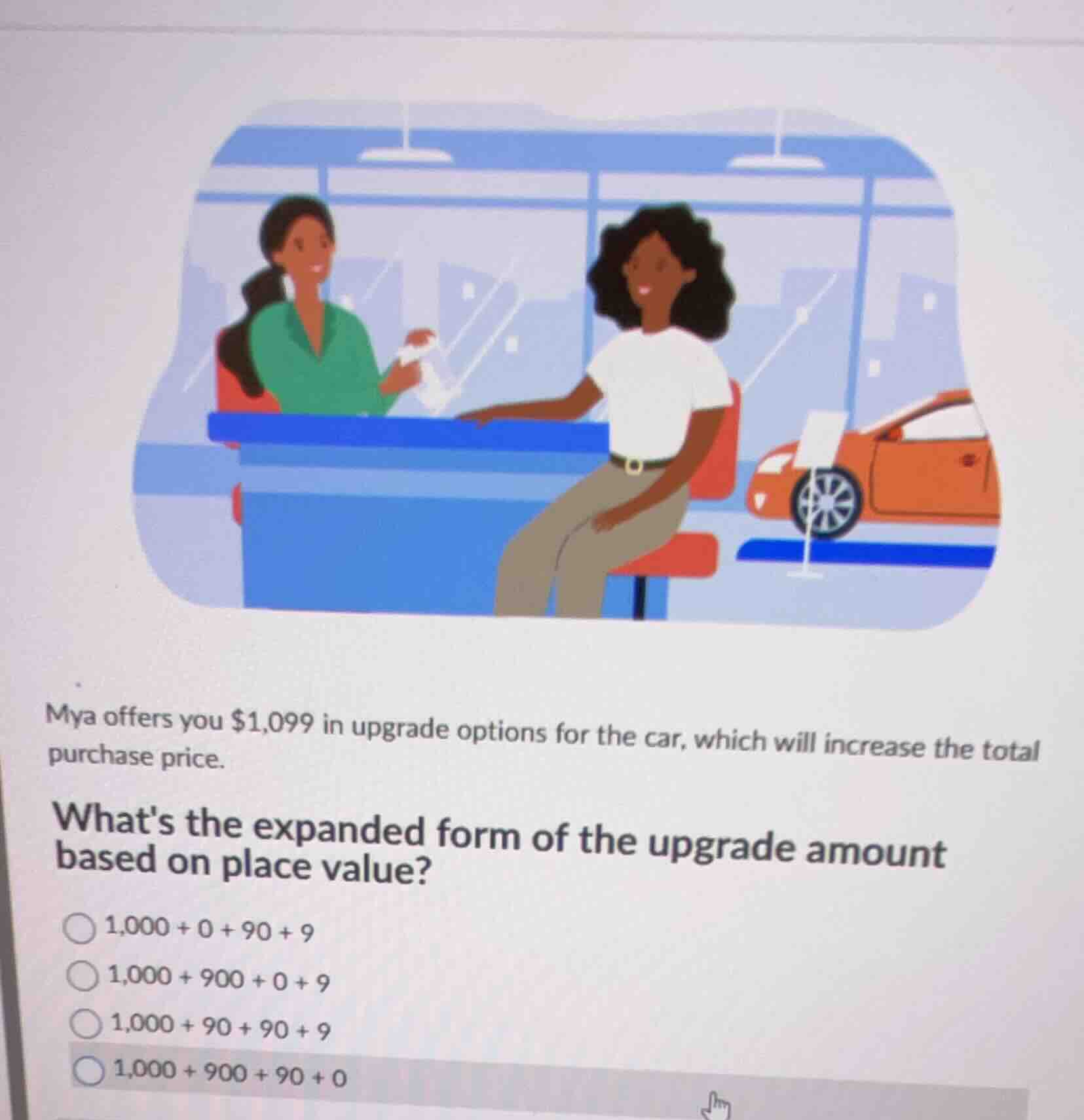 mya offers you $1,099 in upgrade options for the car, which will increa…