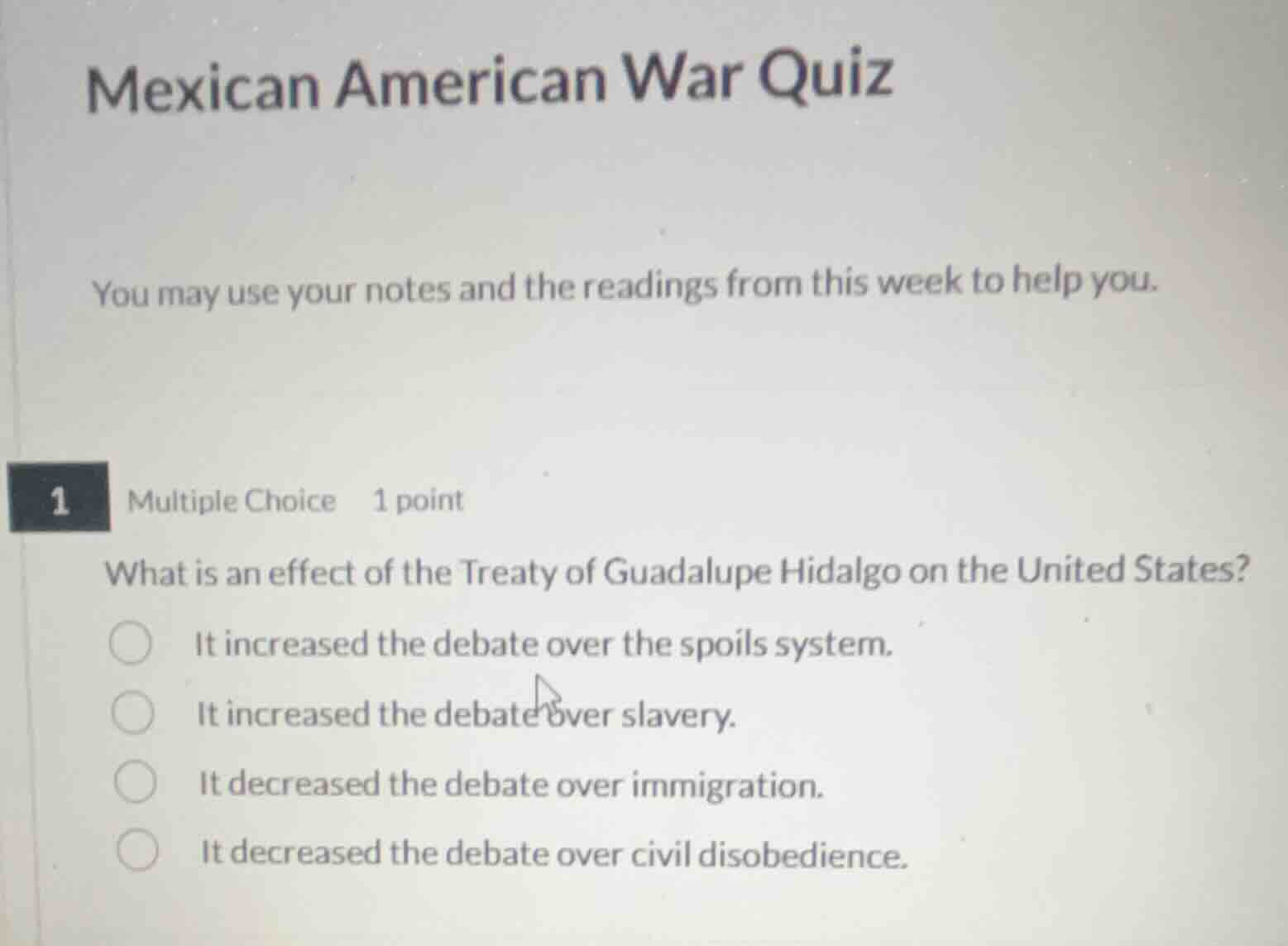 mexican american war quiz you may use your notes and the readings from …
