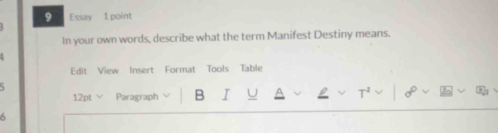 9 essay 1 point in your own words, describe what the term manifest dest…