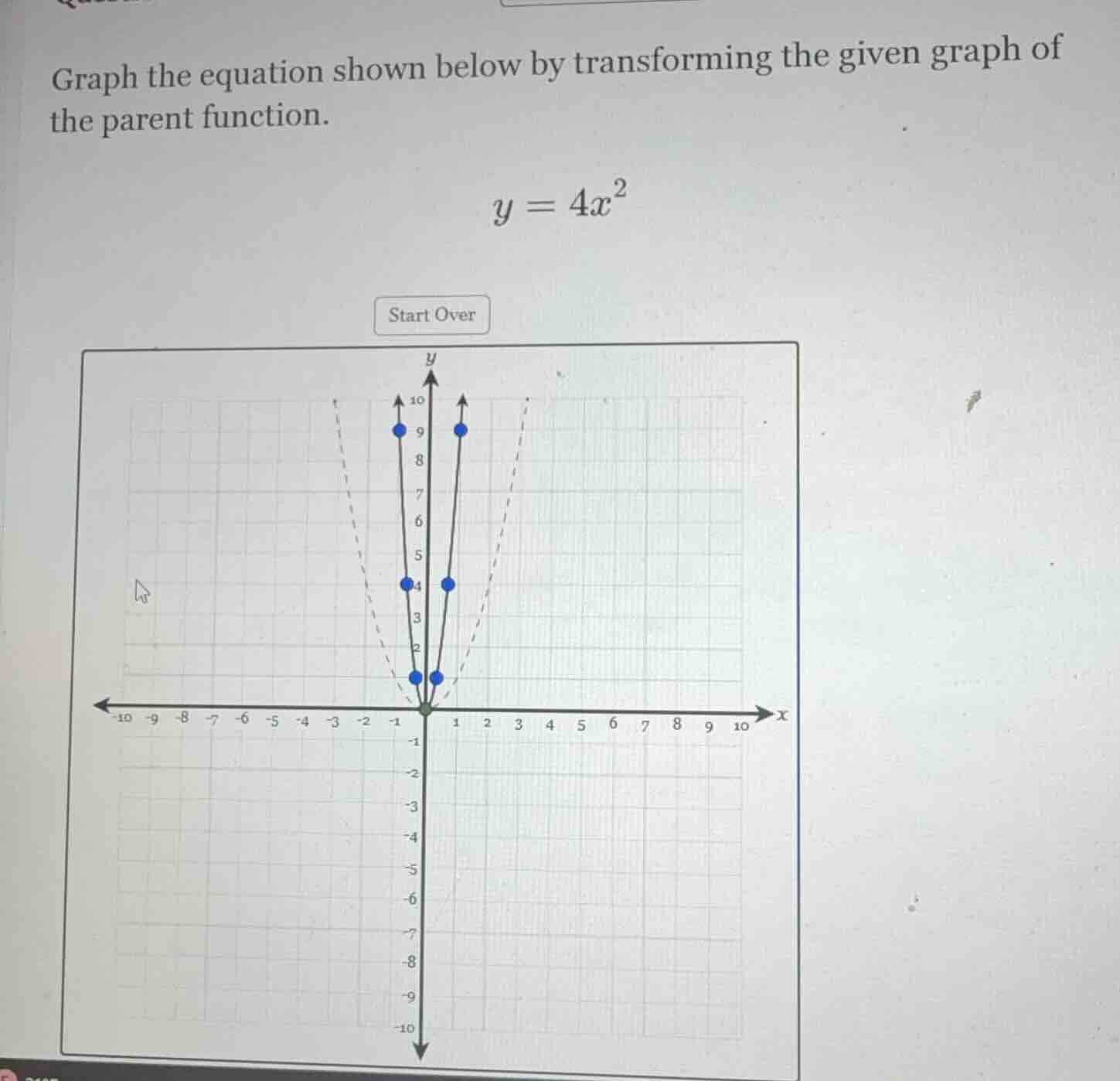 graph the equation shown below by transforming the given graph of the p…