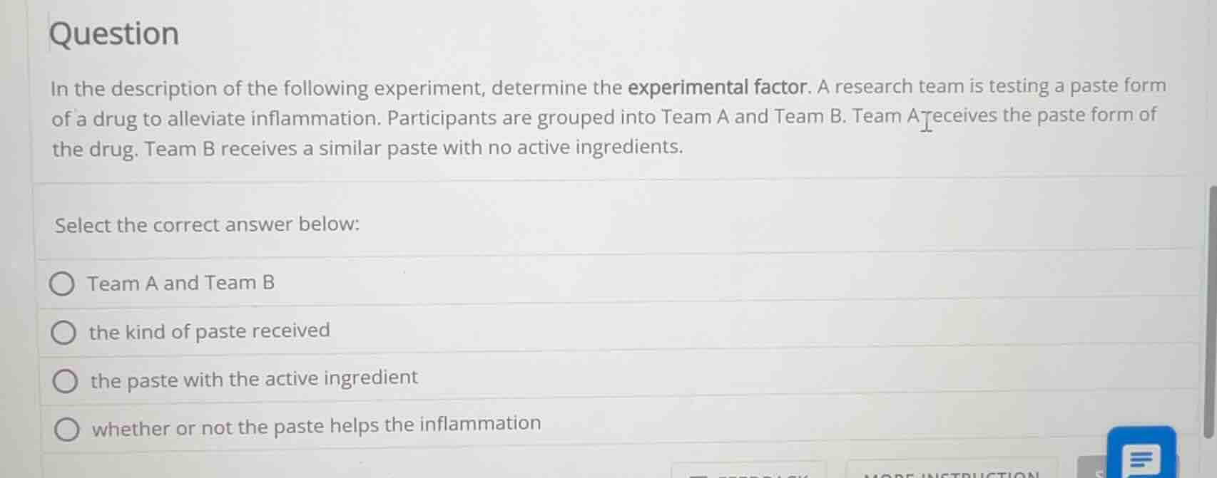 question in the description of the following experiment, determine the …