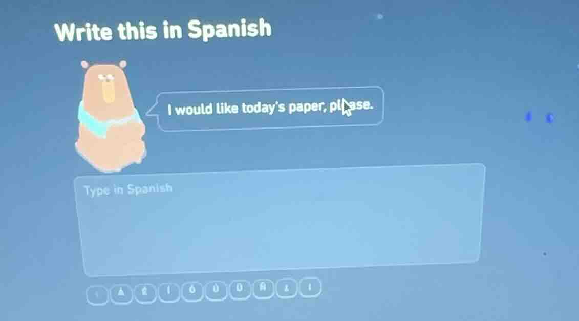 write this in spanish i would like todays paper, please. type in spanish