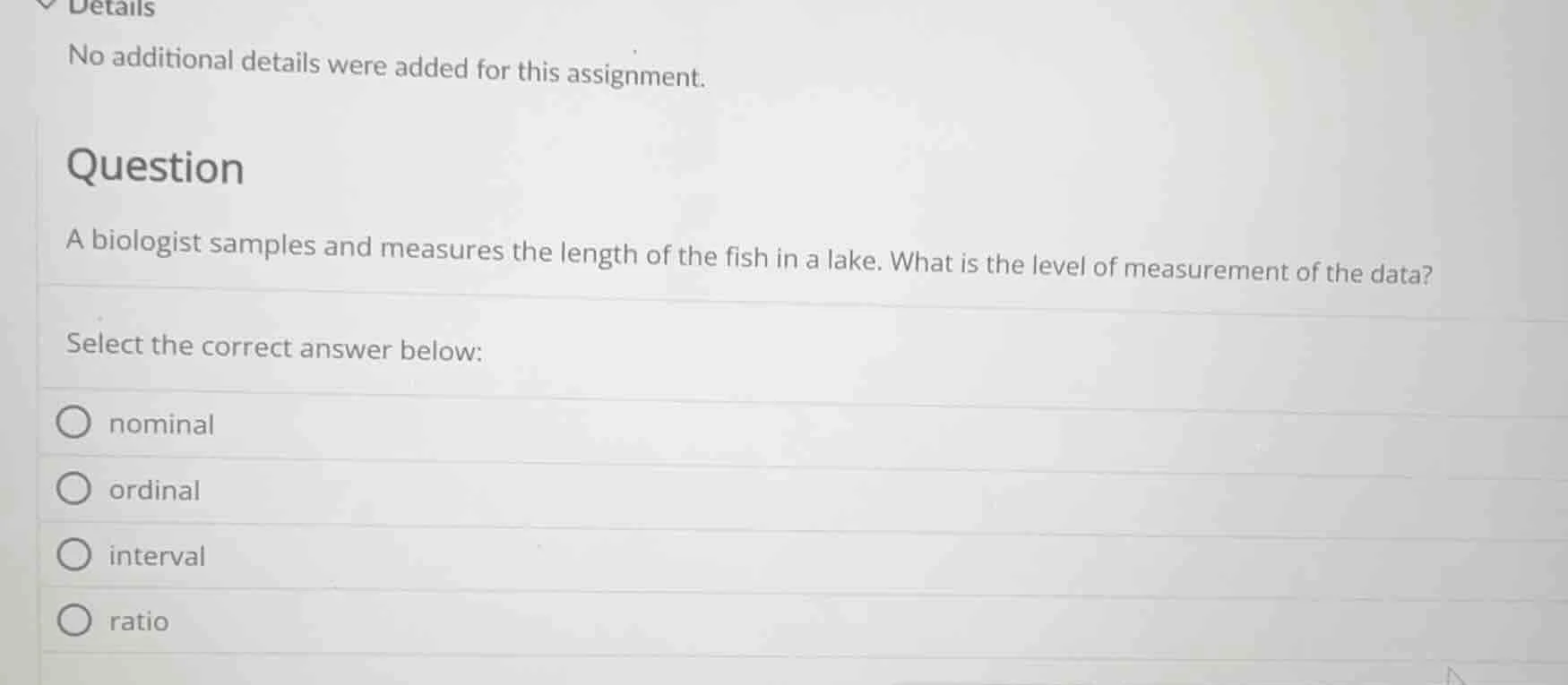 details no additional details were added for this assignment. question …