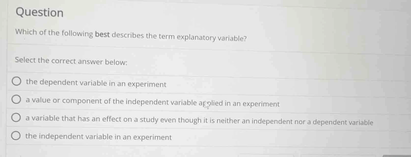 question which of the following best describes the term explanatory var…