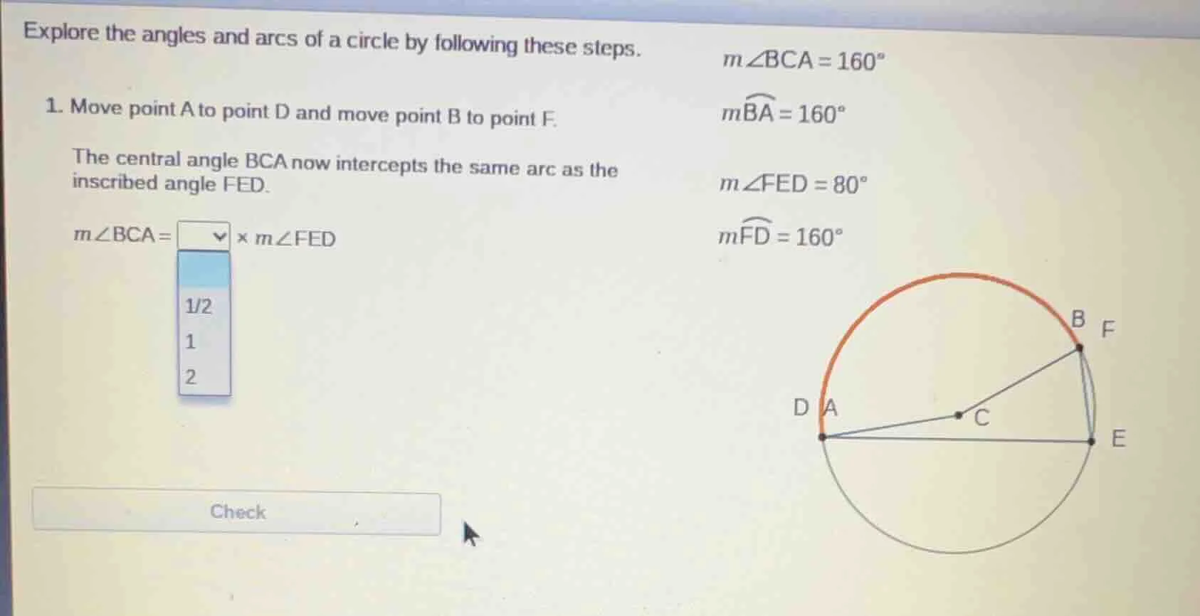 explore the angles and arcs of a circle by following these steps. 1. mo…