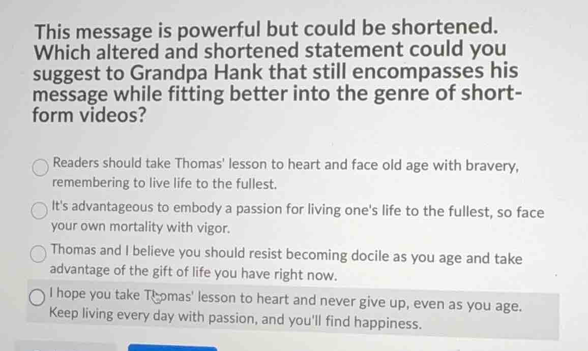 this message is powerful but could be shortened. which altered and shor…