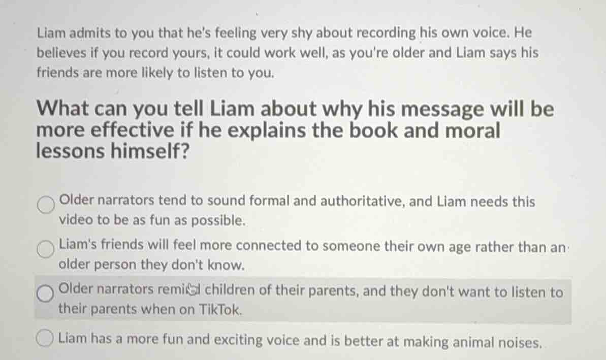 liam admits to you that hes feeling very shy about recording his own vo…