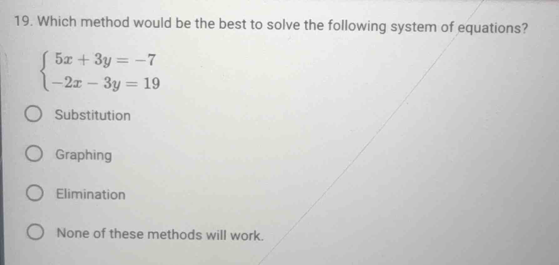 19. which method would be the best to solve the following system of equ…