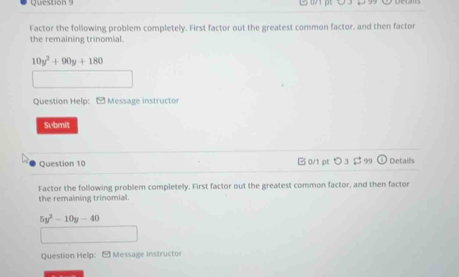 question 9 factor the following problem completely. first factor out th…