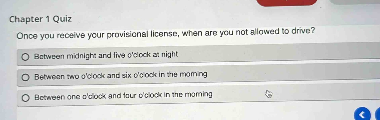chapter 1 quiz once you receive your provisional license, when are you …