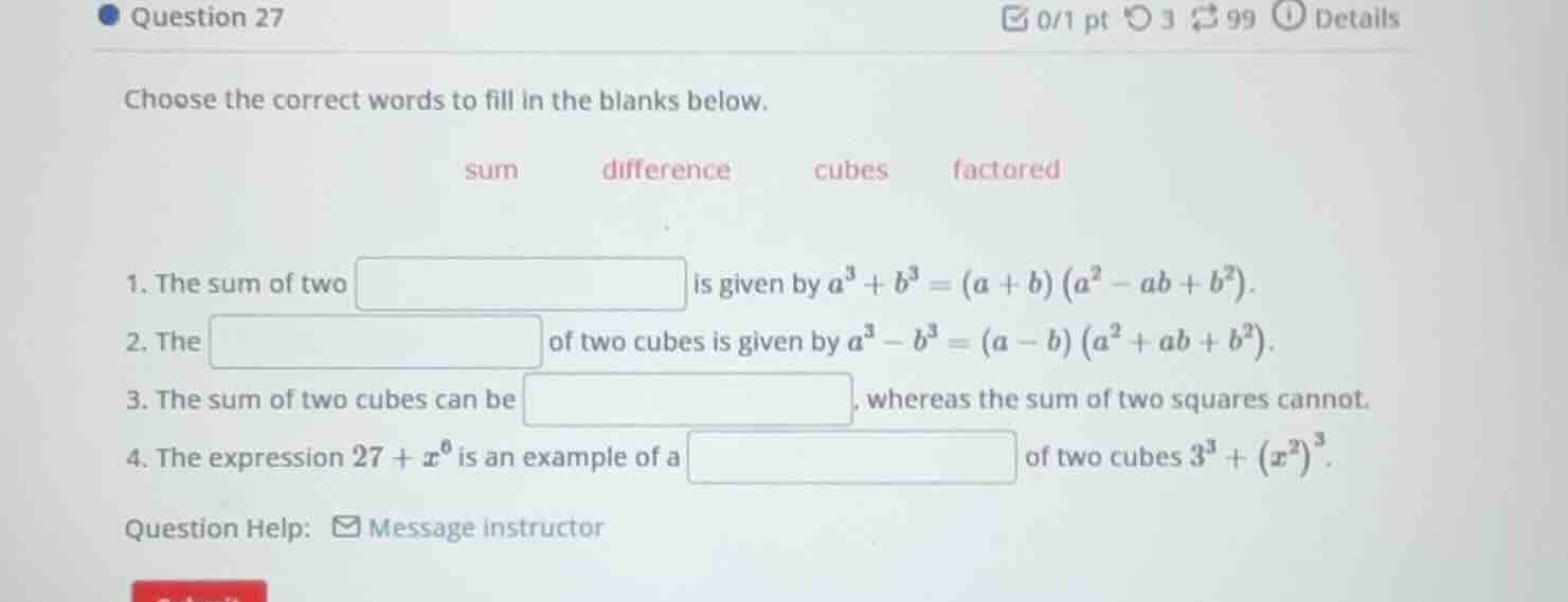 question 27 choose the correct words to fill in the blanks below. sum d…