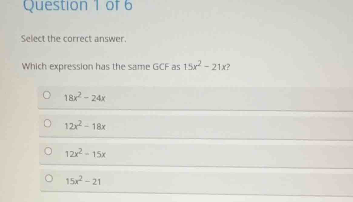 question 1 of 6 select the correct answer. which expression has the sam…