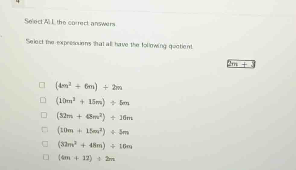 select all the correct answers. select the expressions that all have th…