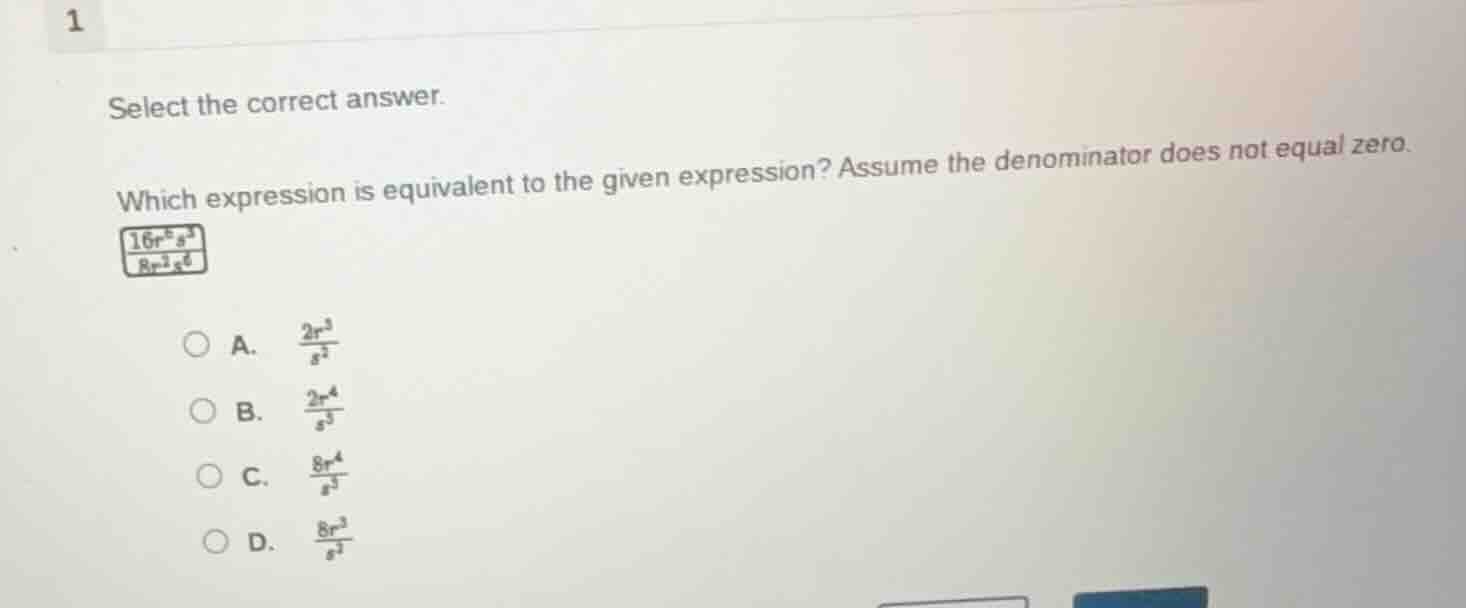 1 select the correct answer. which expression is equivalent to the give…