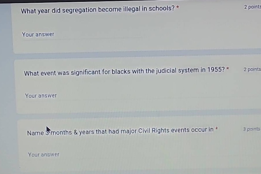 what year did segregation become illegal in schools? * your answer what…