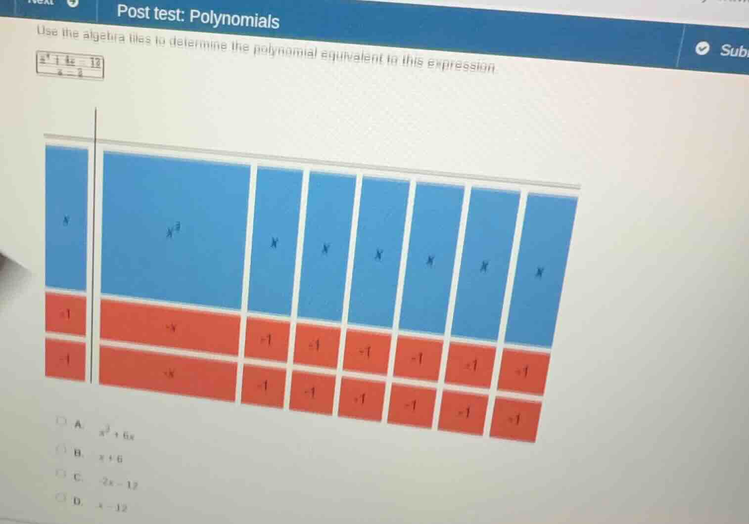 post test: polynomials use the algebra tiles to determine the polynomia…