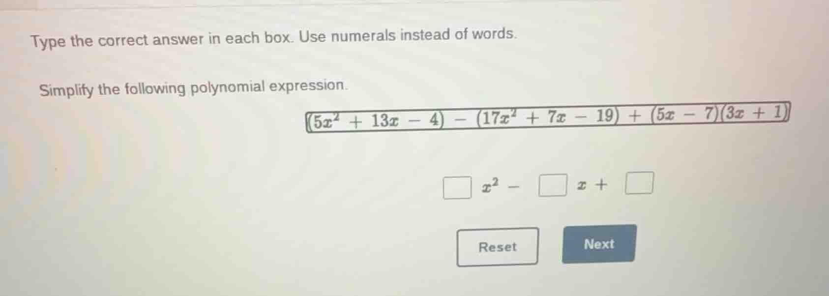 type the correct answer in each box. use numerals instead of words. sim…