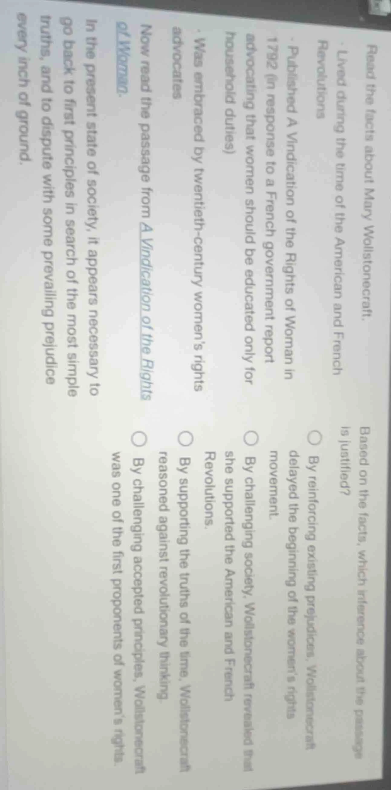 read the facts about mary wollstonecraft: - lived during the time of th…