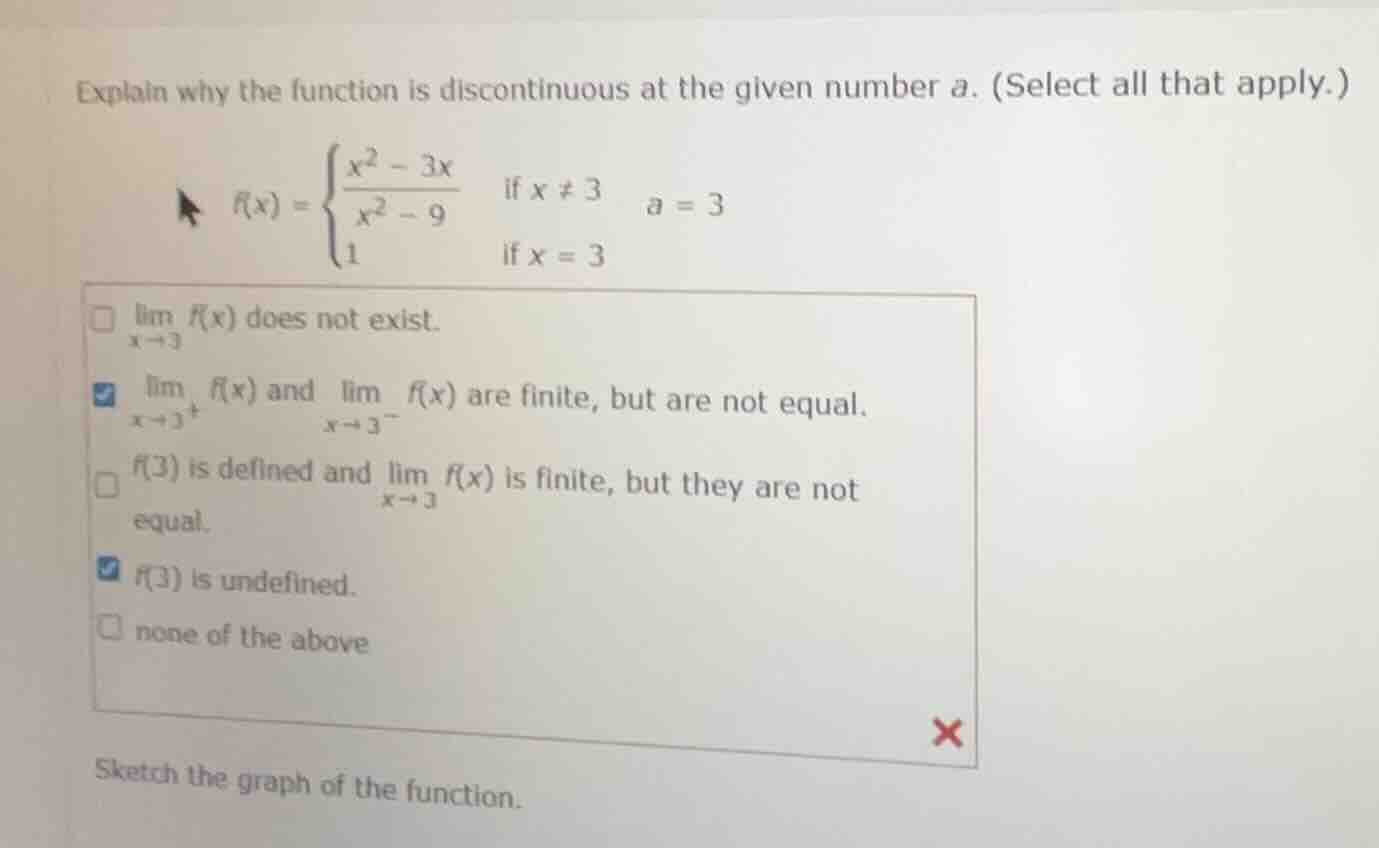 explain why the function is discontinuous at the given number a. (selec…