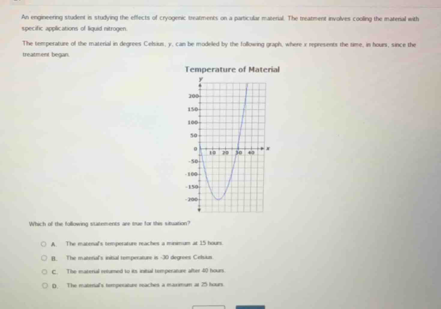 an engineering student is studying the effects of cryogenic treatments …
