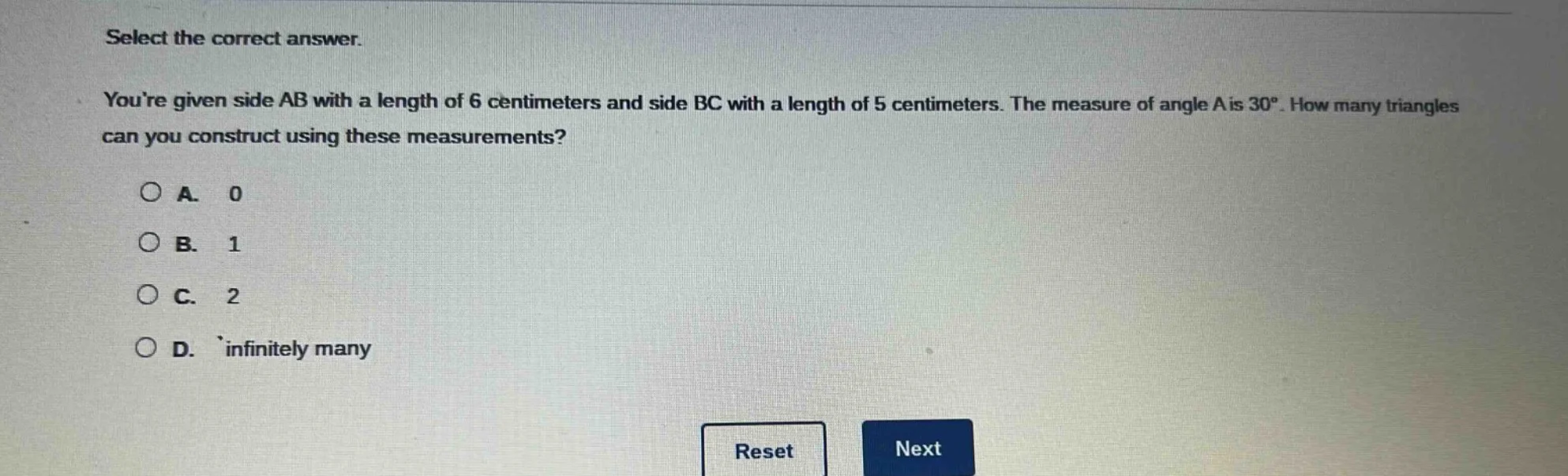 select the correct answer. youre given side ab with a length of 6 centi…