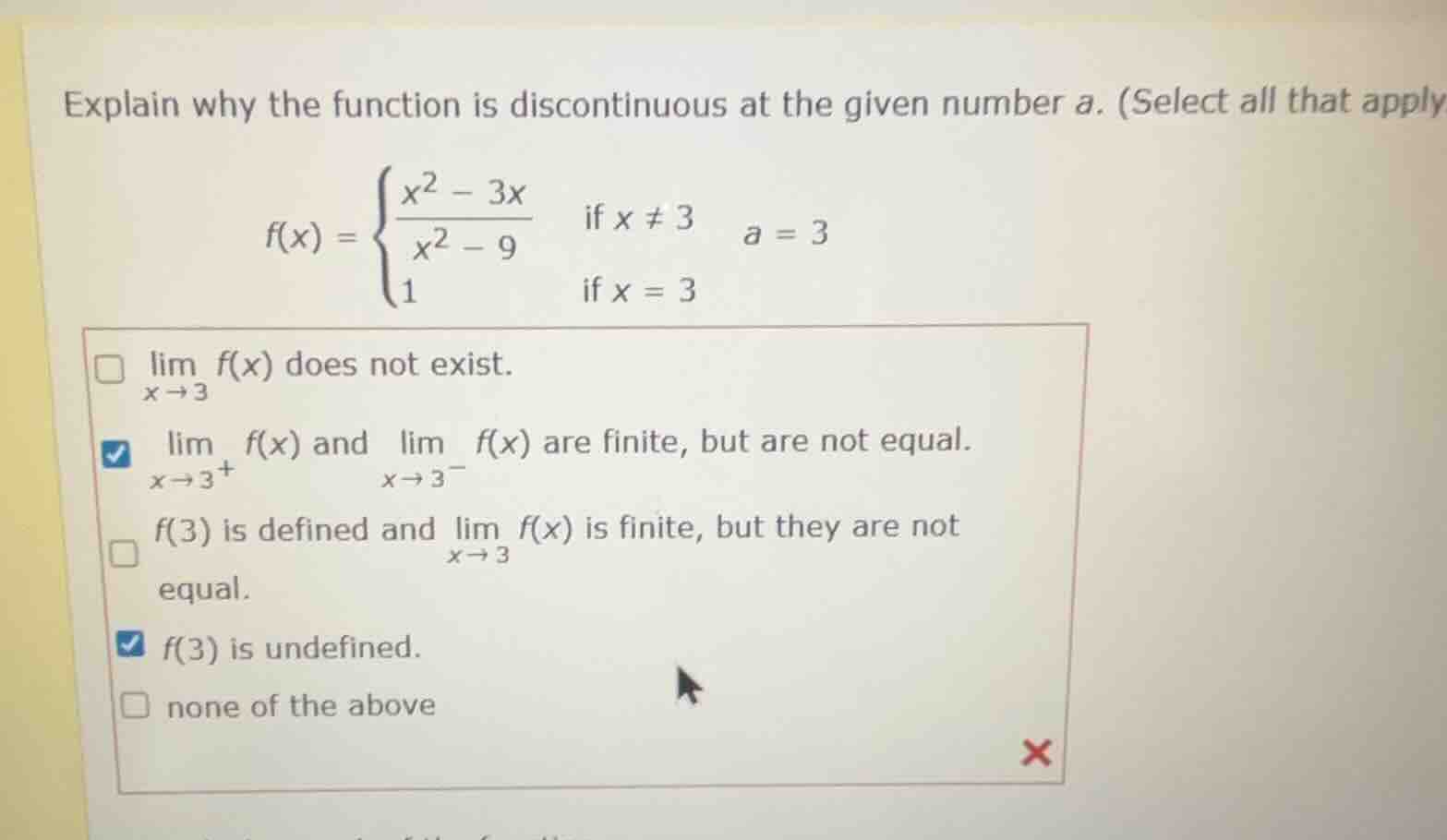 explain why the function is discontinuous at the given number a. (selec…