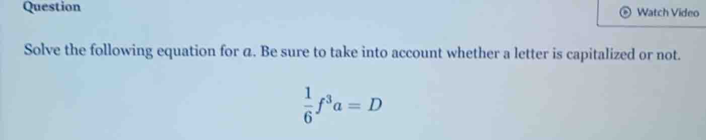 question solve the following equation for a. be sure to take into accou…