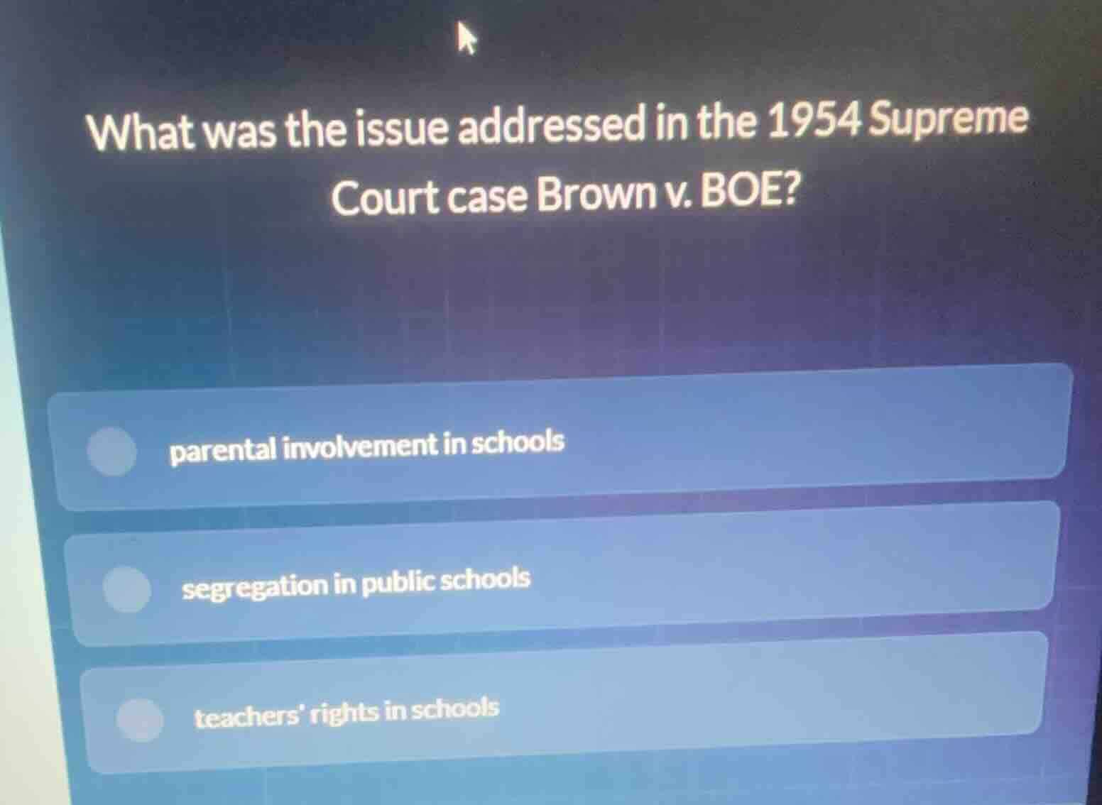 what was the issue addressed in the 1954 supreme court case brown v. bo…
