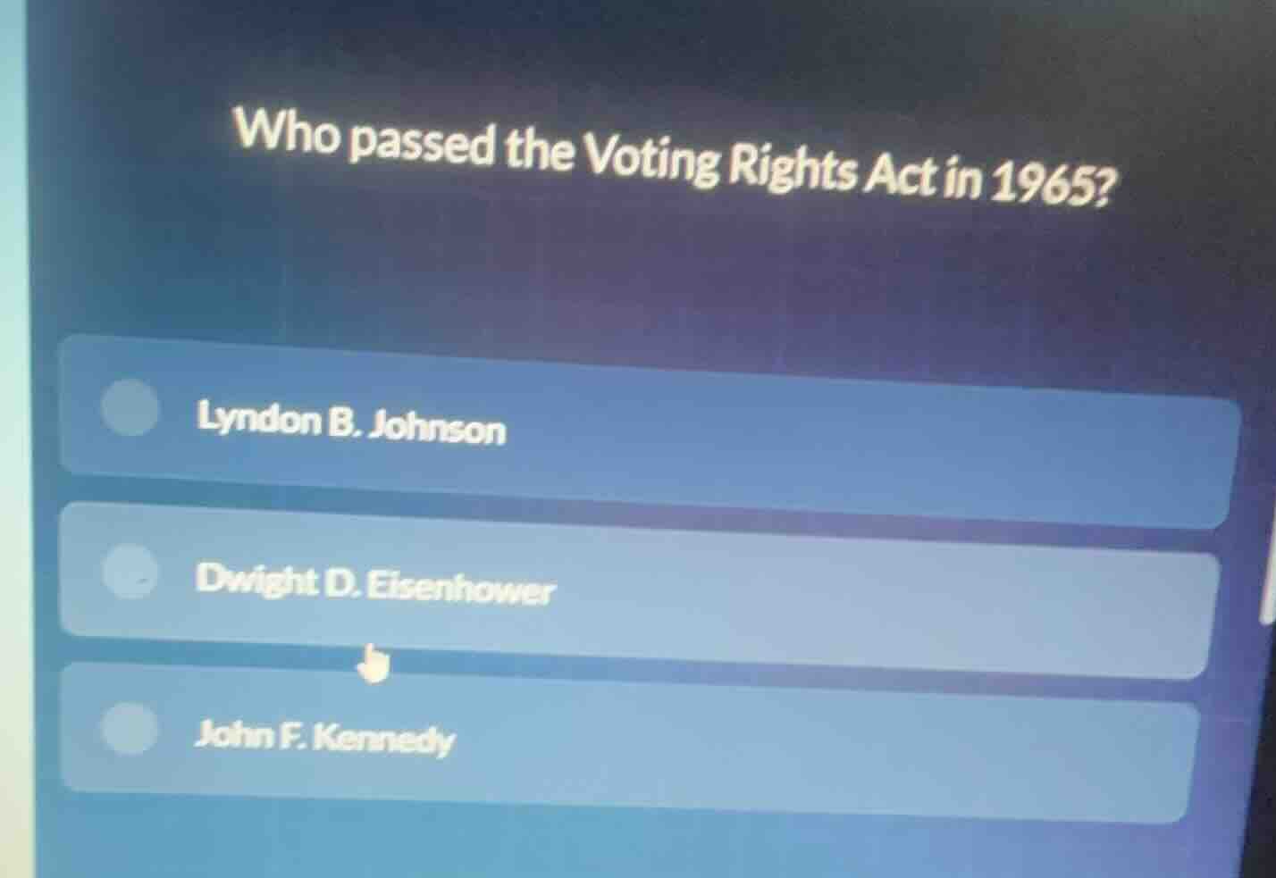 who passed the voting rights act in 1965? lyndon b. johnson dwight d. e…