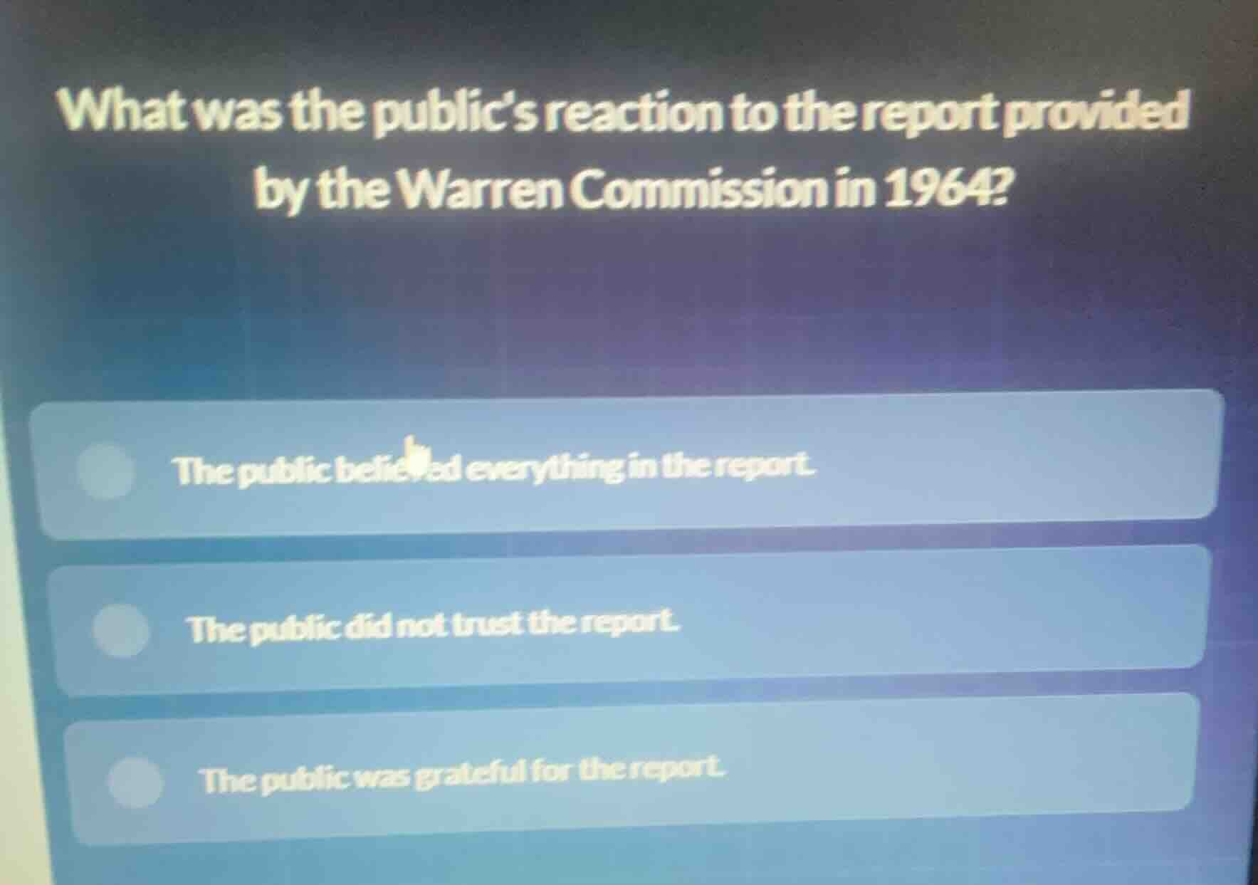 what was the public’s reaction to the report provided by the warren com…