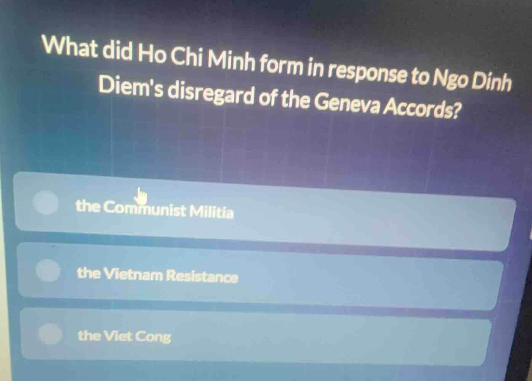 what did ho chi minh form in response to ngo dinh diems disregard of th…