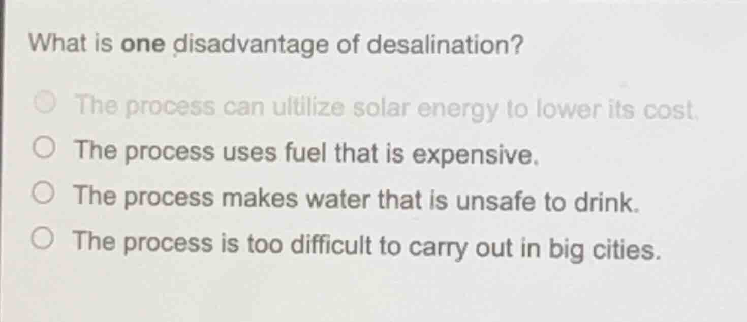 what is one disadvantage of desalination? the process can utilize solar…