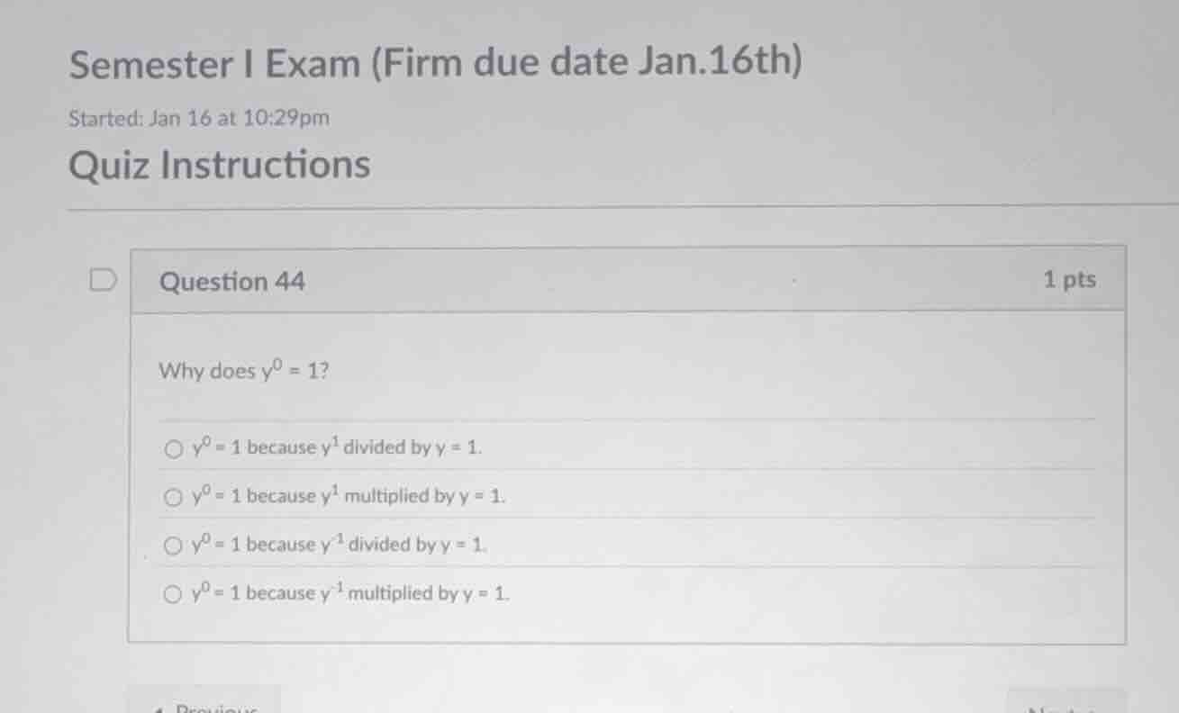 semester i exam (firm due date jan.16th) started: jan 16 at 10:29pm qui…
