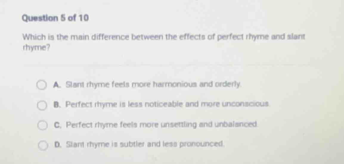 question 5 of 10 which is the main difference between the effects of pe…