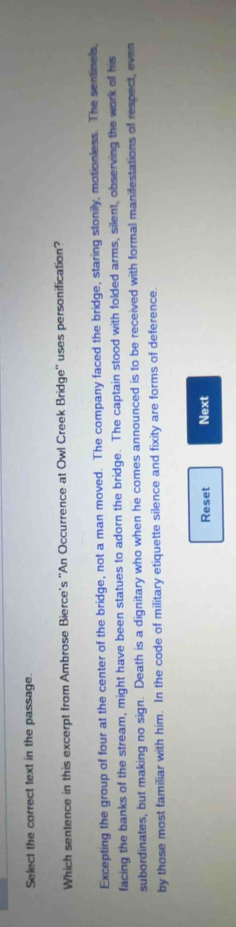 select the correct text in the passage. which sentence in this excerpt …