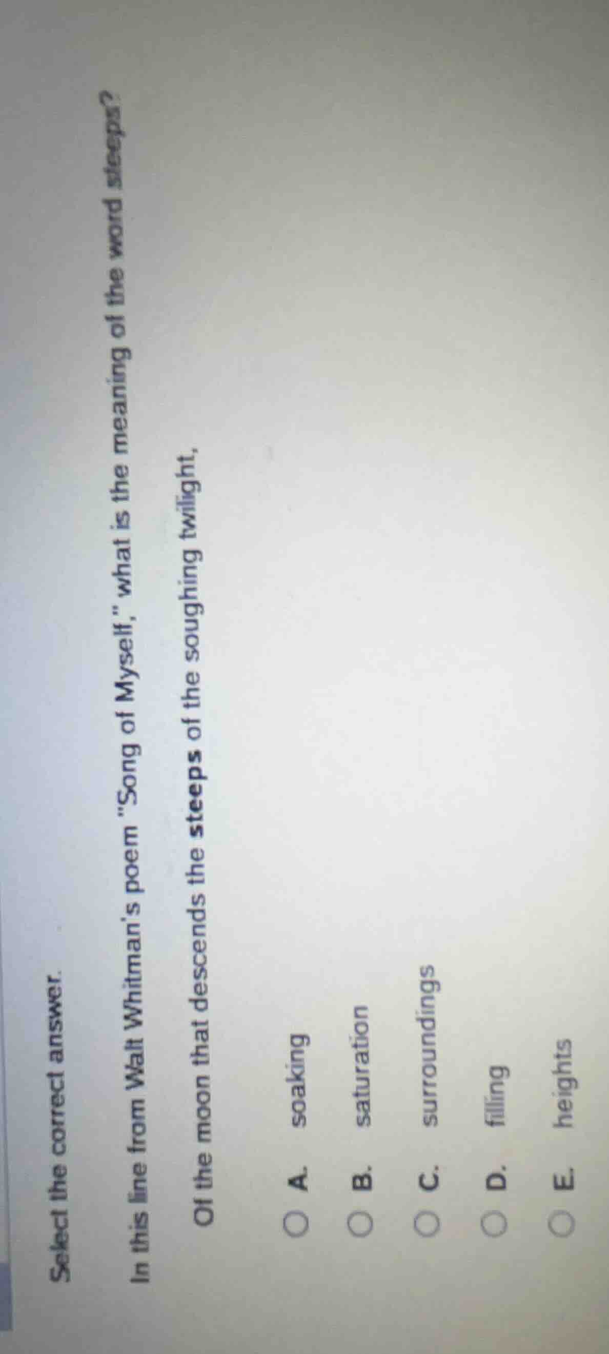 select the correct answer. in this line from walt whitmans poem \song o…