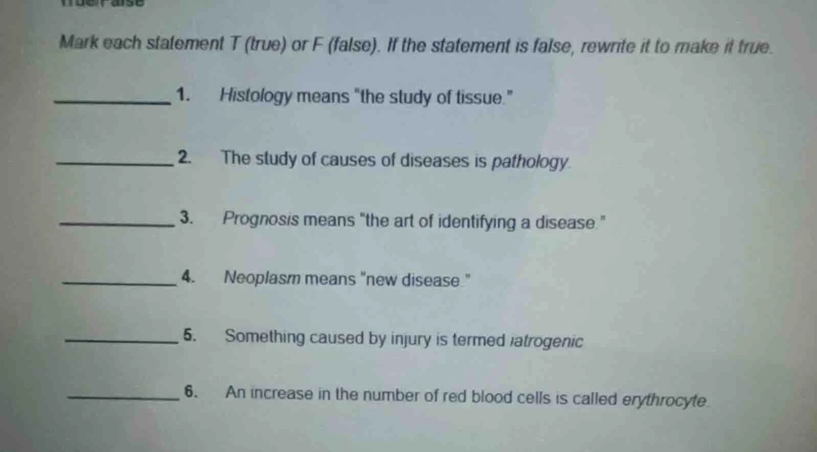 mark each statement t (true) or f (false). if the statement is false, r…