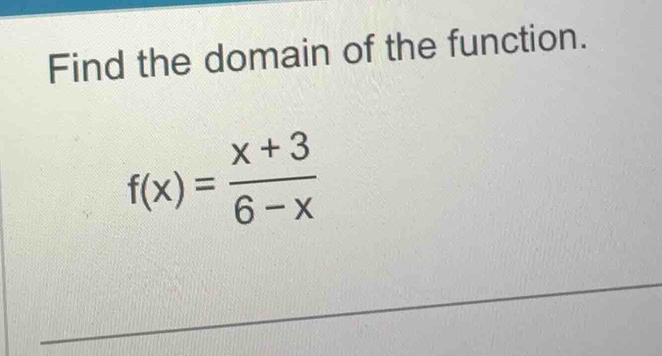 find the domain of the function. $f(x) = \\frac{x + 3}{6 - x}$