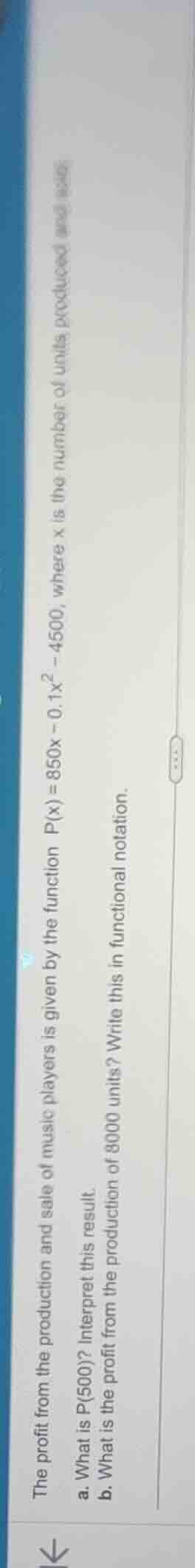 the profit from the production and sale of music players is given by th…