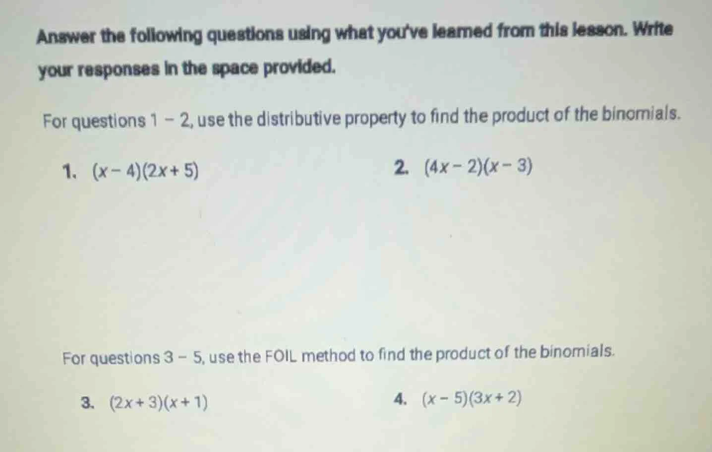 answer the following questions using what youve learned from this lesso…
