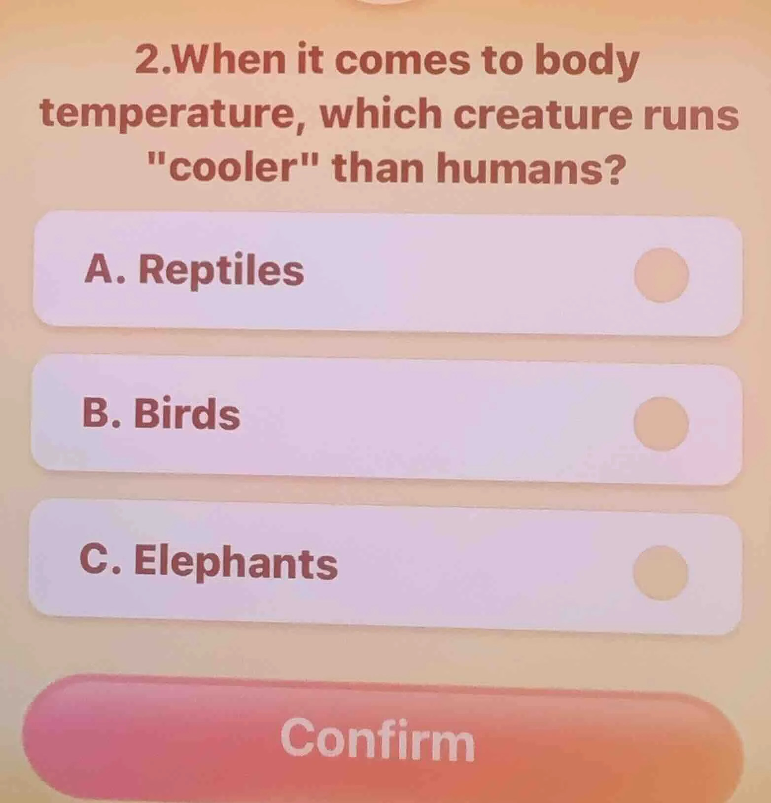 2.when it comes to body temperature, which creature runs \cooler\ than …