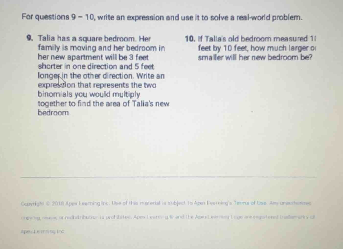 for questions 9 - 10, write an expression and use it to solve a real - …